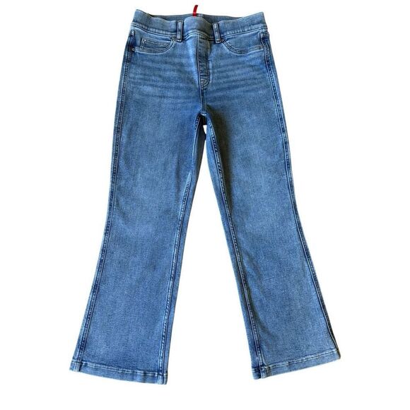 Spanx Jeans size L Blue Lightly Flared Pull On Denim Pants - Picture 1 of 6